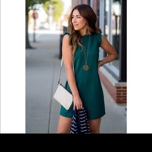Emerald Green zipper back mini dress